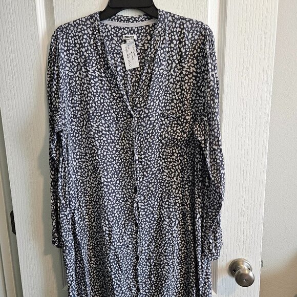 🔆3 FOR $15! DKNY Women's Long Sleeve Button Front Dress - Picture 1 of 4